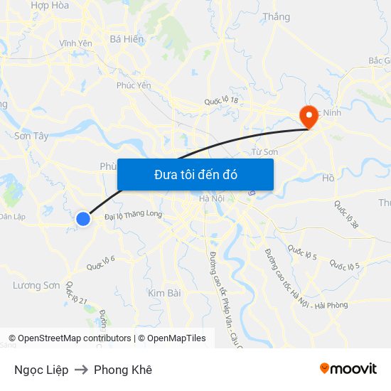 Ngọc Liệp to Phong Khê map