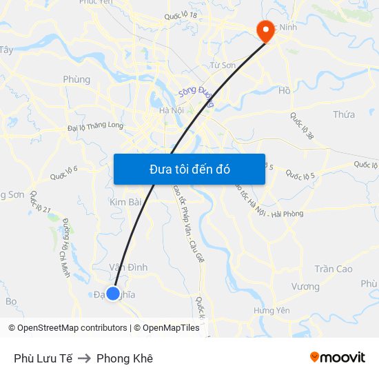 Phù Lưu Tế to Phong Khê map
