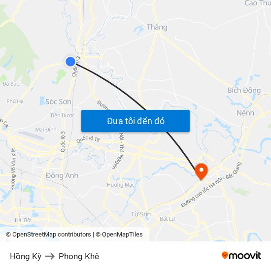 Hồng Kỳ to Phong Khê map