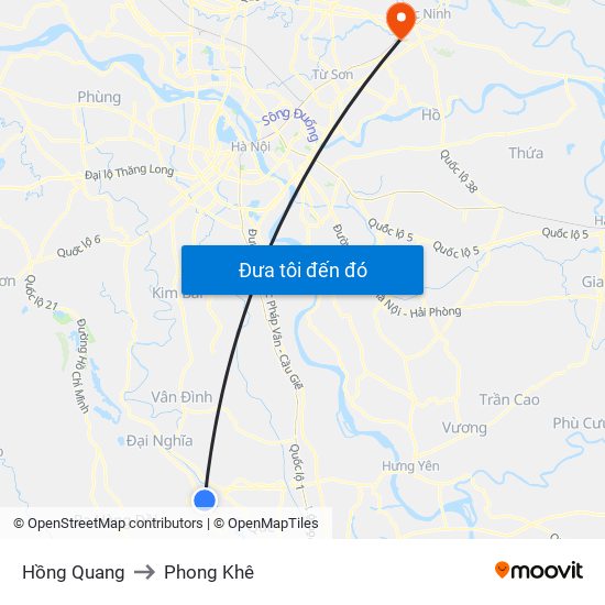 Hồng Quang to Phong Khê map