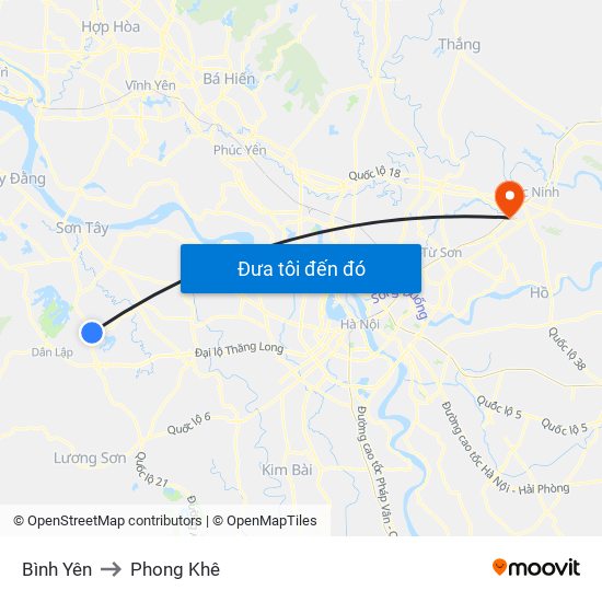 Bình Yên to Phong Khê map