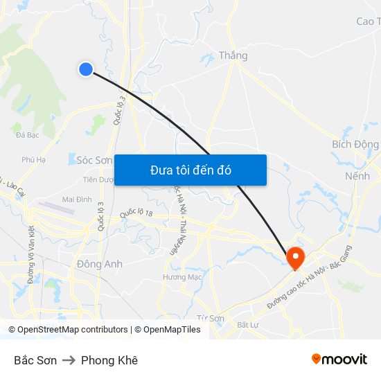 Bắc Sơn to Phong Khê map