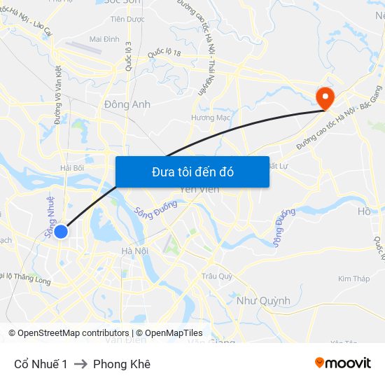 Cổ Nhuế 1 to Phong Khê map