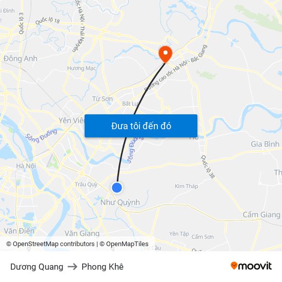 Dương Quang to Phong Khê map