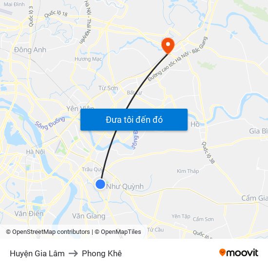Huyện Gia Lâm to Phong Khê map