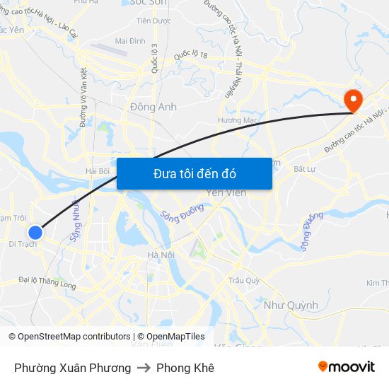 Phường Xuân Phương to Phong Khê map