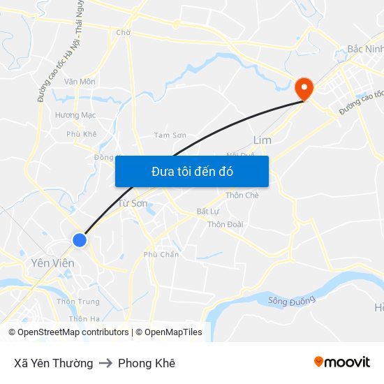 Xã Yên Thường to Phong Khê map