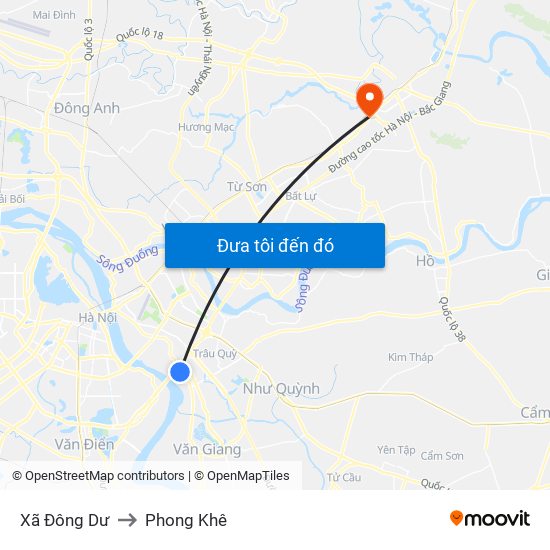 Xã Đông Dư to Phong Khê map