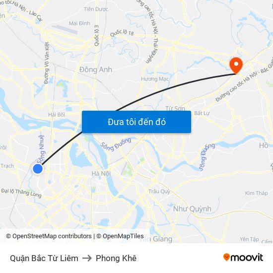 Quận Bắc Từ Liêm to Phong Khê map