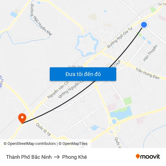 Thành Phố Bắc Ninh to Phong Khê map