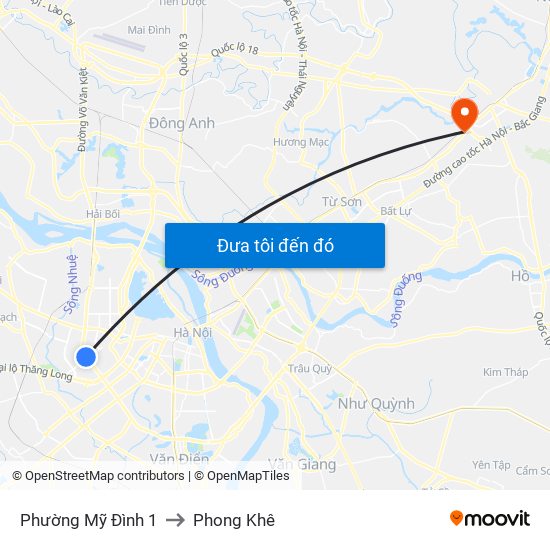 Phường Mỹ Đình 1 to Phong Khê map