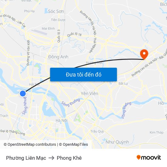 Phường Liên Mạc to Phong Khê map