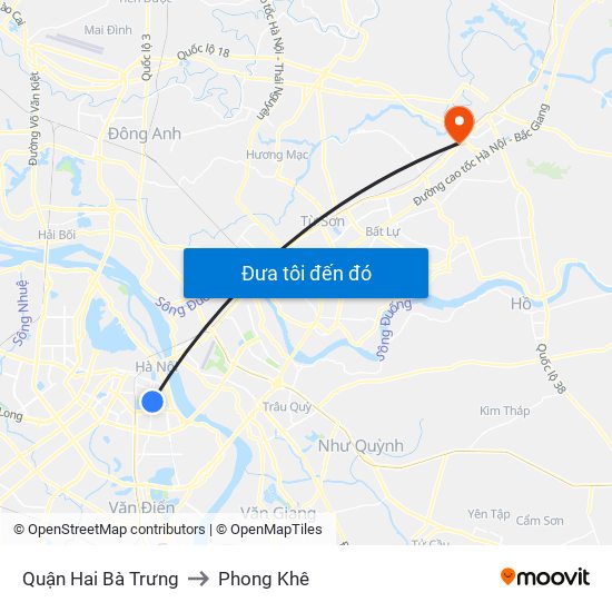 Quận Hai Bà Trưng to Phong Khê map