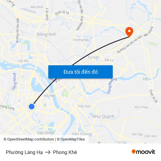 Phường Láng Hạ to Phong Khê map