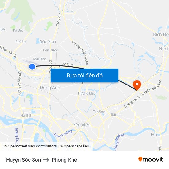 Huyện Sóc Sơn to Phong Khê map