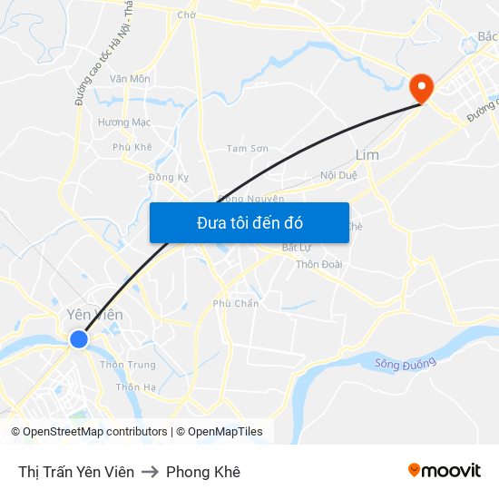 Thị Trấn Yên Viên to Phong Khê map