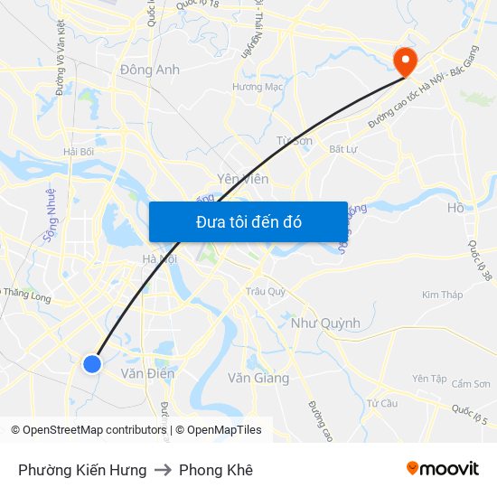 Phường Kiến Hưng to Phong Khê map