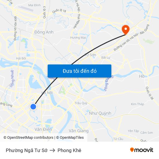 Phường Ngã Tư Sở to Phong Khê map