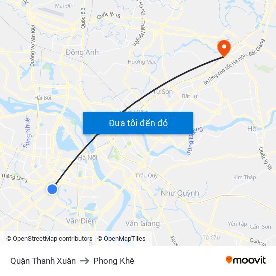 Quận Thanh Xuân to Phong Khê map