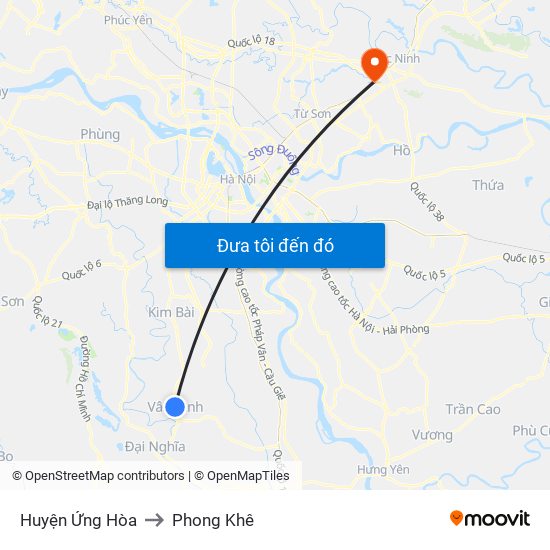 Huyện Ứng Hòa to Phong Khê map