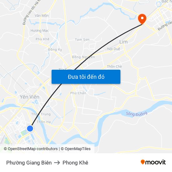 Phường Giang Biên to Phong Khê map