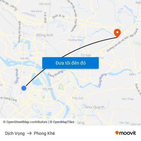Dịch Vọng to Phong Khê map
