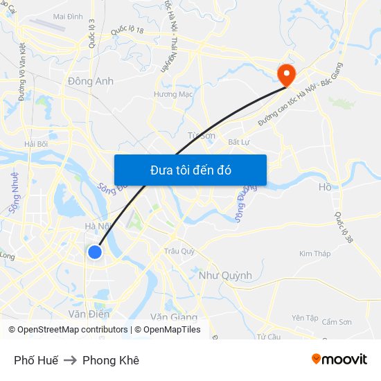 Phố Huế to Phong Khê map