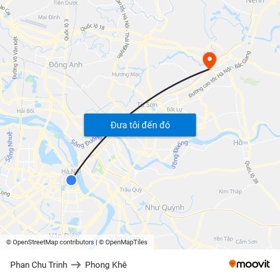 Phan Chu Trinh to Phong Khê map