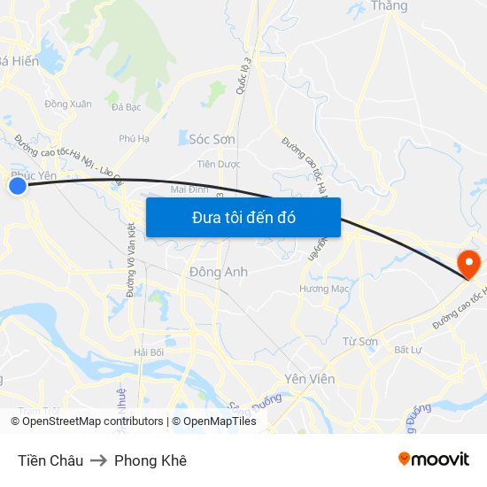 Tiền Châu to Phong Khê map