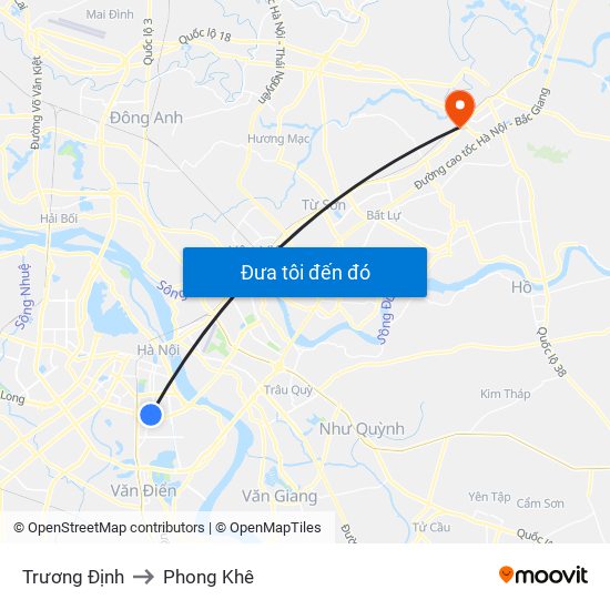 Trương Định to Phong Khê map