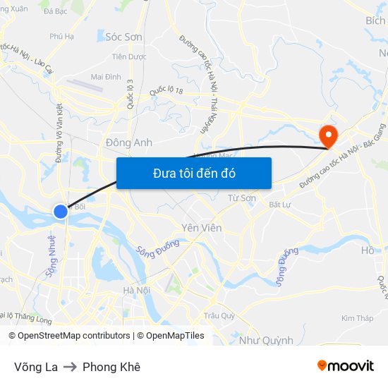 Võng La to Phong Khê map