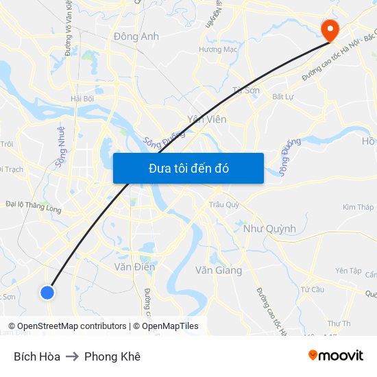 Bích Hòa to Phong Khê map