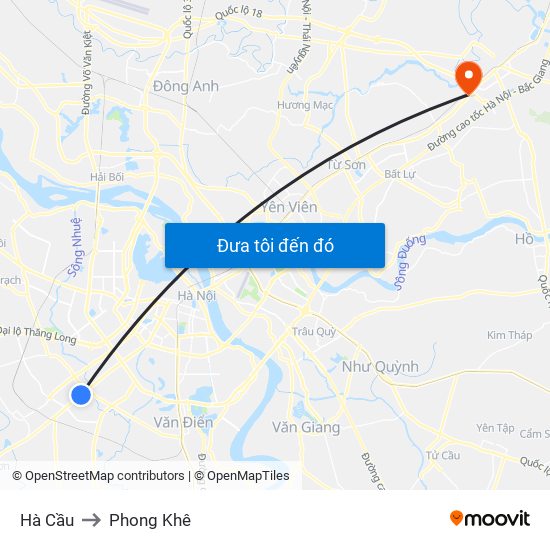 Hà Cầu to Phong Khê map