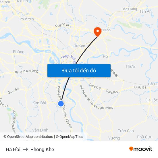 Hà Hồi to Phong Khê map