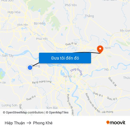 Hiệp Thuận to Phong Khê map