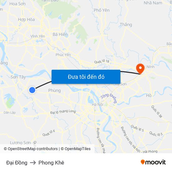 Đại Đồng to Phong Khê map