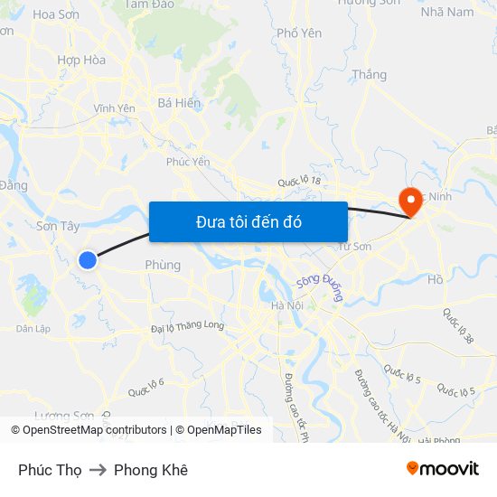 Phúc Thọ to Phong Khê map