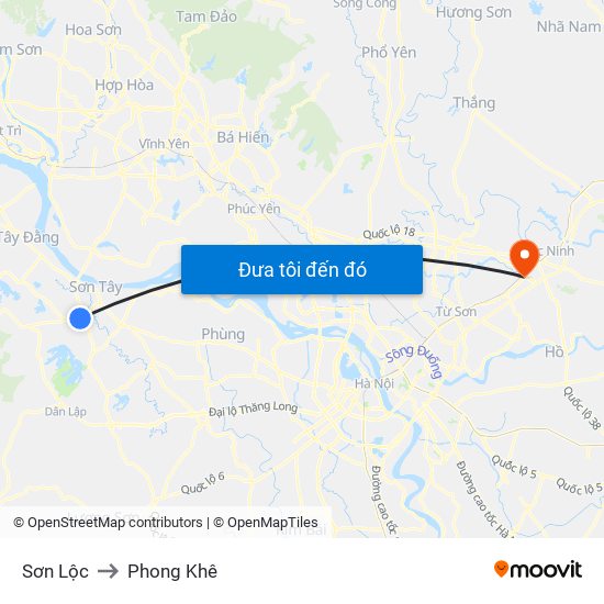 Sơn Lộc to Phong Khê map