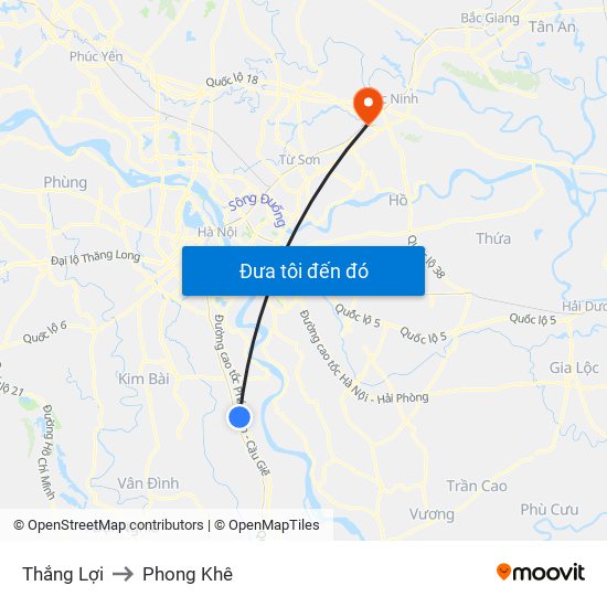 Thắng Lợi to Phong Khê map