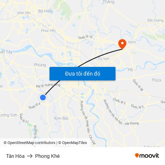Tân Hòa to Phong Khê map