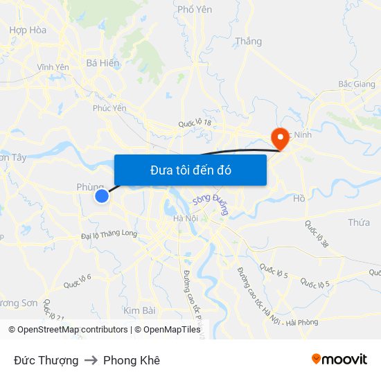 Đức Thượng to Phong Khê map