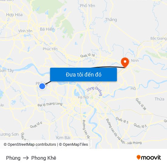 Phùng to Phong Khê map