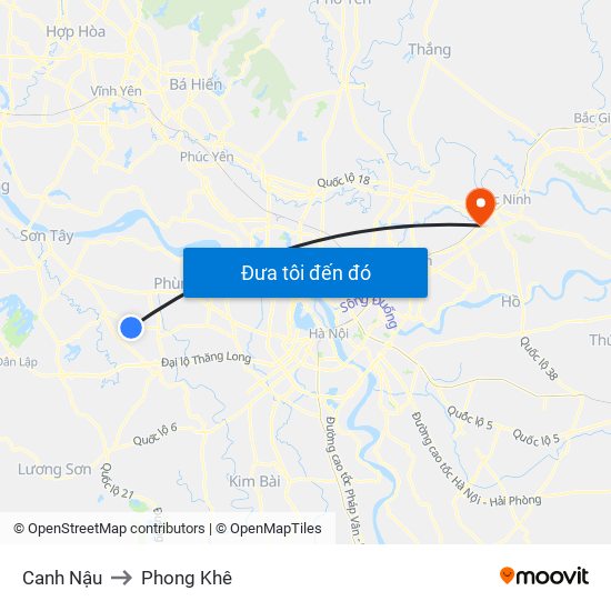 Canh Nậu to Phong Khê map
