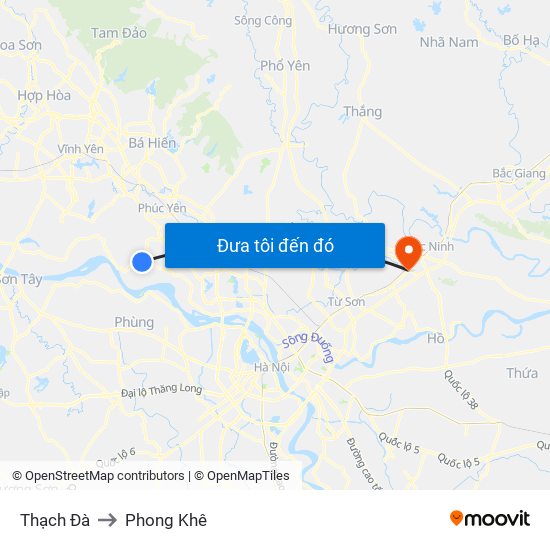Thạch Đà to Phong Khê map