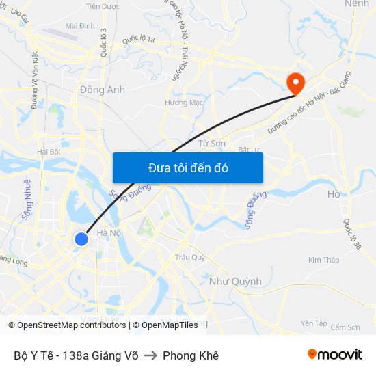 Bộ Y Tế - 138a Giảng Võ to Phong Khê map