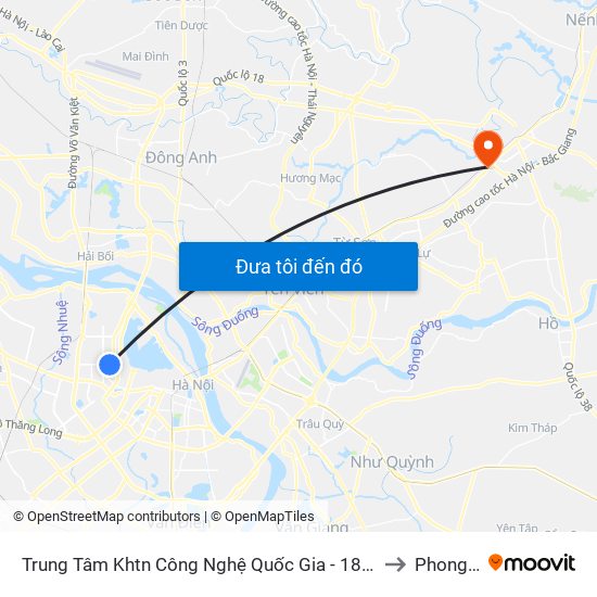 Trung Tâm Khtn Công Nghệ Quốc Gia - 18 Hoàng Quốc Việt to Phong Khê map