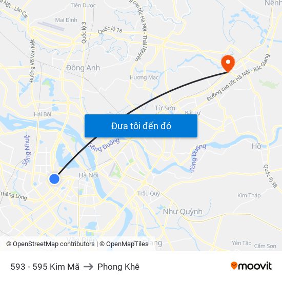 593 - 595 Kim Mã to Phong Khê map