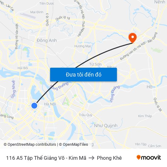 116 A5 Tập Thể Giảng Võ - Kim Mã to Phong Khê map