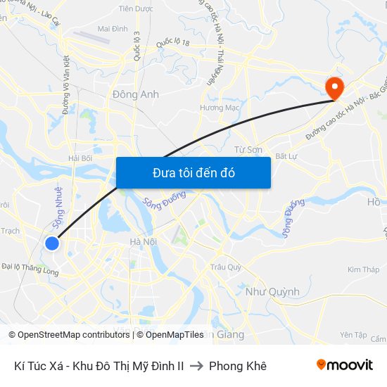 Kí Túc Xá - Khu Đô Thị Mỹ Đình II to Phong Khê map