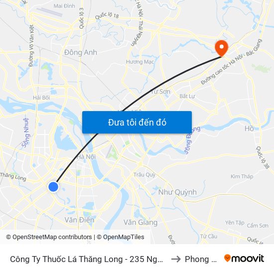 Công Ty Thuốc Lá Thăng Long - 235 Nguyễn Trãi to Phong Khê map